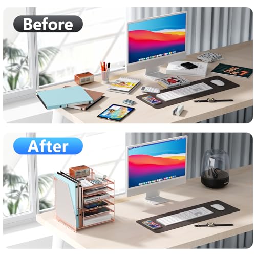 gianotter 6-Tier Paper Organizer With Magazine Holder, Desk Organizers and Accessories, Desk Accessories & Workspace Organizers, File Organizer for Office Supplies Storag (Rose Gold, 6-Tier) - color: Rose Gold, size: 6-Tier