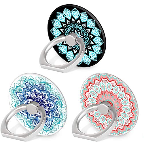 Bonoma Phone Ring Stand Holder, 3-Pack 360 Degree Rotation Universal Finger Ring Stand Compatible with Smartphones and Tablets Mandala - color: Mandala