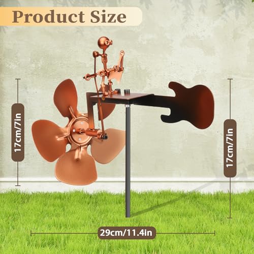 Guitar Windmill, Handmade Metal Guitar Windmill, Metal Rock Band Wind Mill for Yard and Garden, Wind Spinners Outdoor Art Sculpture Outdoor Percussionist Figurine Gift - size: Guitar