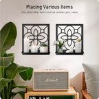 Abstract Candle Wall Holder, Pastoral Bathroom Wall Art for Living Room Bedroom Bathroom (2 Pack 11.8 x 13 in) - color: Black- Pastoral