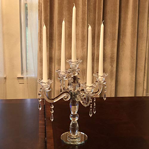 Allgala Crystal Candle Holder 5-Arm Taper Candlestick Crystal Candelabra - Centerpiece for Home Wedding Event and Party Festival - size: 5 Arm