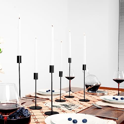 zeochyni Matte Black Candle Holder Set of 6, Elegant Candlestick Holders for Wedding Centerpieces Dining Tables Parties Home Decor Events, Taper Candle Holders Fit 3/4 Inch Candles - color: Black