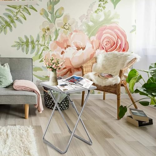 Garden 4 you Folding TV Tray Table,TV Dinner Table with Sturdy MDF Top,Eating Trays for Living Room with No Assembly Required, 2PCS (White) - color: White, size: 2pcs