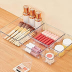 SMARTAKE 13-Piece Drawer Organizers with Non-Slip Silicone Pads, 5-Size Desk Bathroom Drawer Organizer Trays Storage Tray for Makeup, Jewelries, Utensils in Bedroom Dresser, Office and Kitchen, Clear - size: 13 PCS
