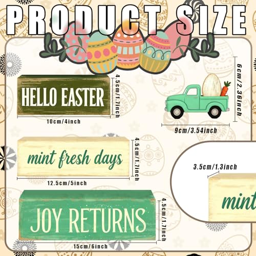 Easter Decorations - Hello Easter Truck Tiered Tray Decor - Wooden Easter Tabletop Sign with Carrot & Egg - Mint Green Farmhouse Spring Home Decor Indoor for Tiered Tray Shelf Mantel - Spring Home Decor for Living Room, Kitchen Counter - style: Easter Tru