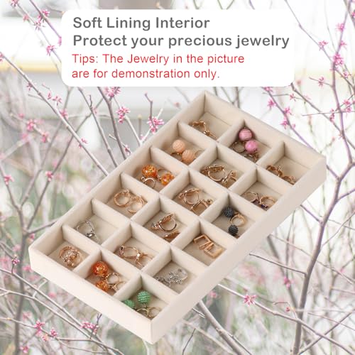 1 Pcs Earring Organizer Stackable Trays,Jewelry Drawer Inserts Container Display Case Storage for Earring Necklace Rings -Beige - color: Beige Set of 1