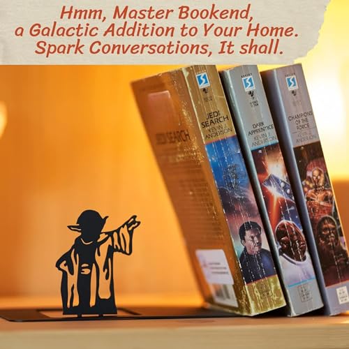 Renovatio Black Metal Bookend – Cute, Unique, Geeky Decor for Home, Office & Kids Room – Heavy Duty, Non-Slip Minimalist Bookends for Shelves – Master - style: Master