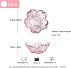 Glass Votive Candle Holders,Glass Seasoning Dishes,Cherry-Blossom Tea Bag Holders,Pink Flower Snack Dip Bowls,Set of 6 Tealight Pillar Trays for Party Housewarming Christmas Valentine Wedding Decor