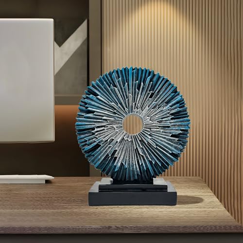 Abstract Statue for Home Decor,Office Desk Sculpture for Men,Creative Round Line Ornament for Bookshelf,Modern Decorative Sculpture,Bedroom,Livngroom,Table(Blue) - color: Blue, size: Round Statue