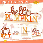 COCHIE Metal Hello Pumpkin Sign, Orange Fall Decorations for Home, Office, Shelf, Mantel, Indoor, Autumn Pumpkin Decoration, Hello Fall Decor (Autumn A) - style: Autumn A