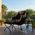 Tiita Lazy Chair with Ottoman, Black Modern Large Accent Chair, Comfy Leisure Sofa Armchair with Ottoman, Reading Chair with Footrest for Bedroom, Living Room, Dorm Rooms, Black - color: Peach Skin Black