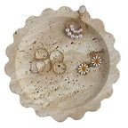 Natural Small Travertine Scalloped Edge Tray 6.3", Marble Jewelry Dish, Trinket Tray for Women Gift - color: Beige Travertine