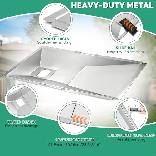 Universal Grease Tray with Catch Pan Replacement for Nexgrill 720-0830H 720-0888S 720-0888N, Adjustable Drip Pan for 3/4/5/6 Burner, BBQ Grill Pan for Charbroil, Dyna Glo, Expert, BHG,Expert Gas Grill - color: Sliver Universal