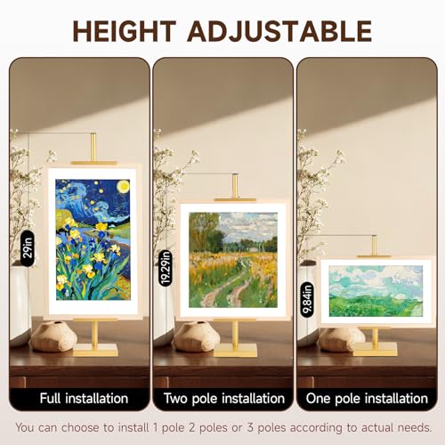 Adjustable Tabletop Easel Stand for Picture Frames up to 29" H - Metal Frame Holder Stand for Sign, Artwork, Canvas Display - Compact Black Small Easel Stands for Home Office Galleries (Golden)