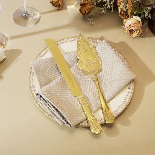 AW BRIDAL Gold Wedding Cake Knife And Server Set, Vintage Cake Cutting Set for Wedding, Personalized Cake Cutter Wedding Gift Bridal Shower Gift Anniversary Engagement Gift For Couple - color: Gold-I CHOOSE YOU