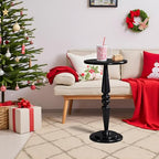 SwallowLiving Black Side Table, 25" Tall Small Round End Table for Small Spaces, Solid Pine Wood Pedestal Drink Table, Narrow Accent Table for Living Room, Bedroom & Entryway, Matte Black Finish - color: Black Spindle