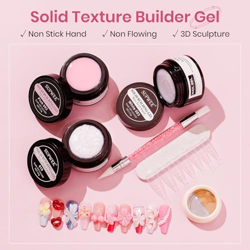 3D Sculpting Gel for Nail Art Pearl White Pink and White Solid Builder Hard Gel for Nail Extend Sculpture Molding Gels Non Stick Hand DIY at Home for Women Girls - color: Pearl White&White&Pink