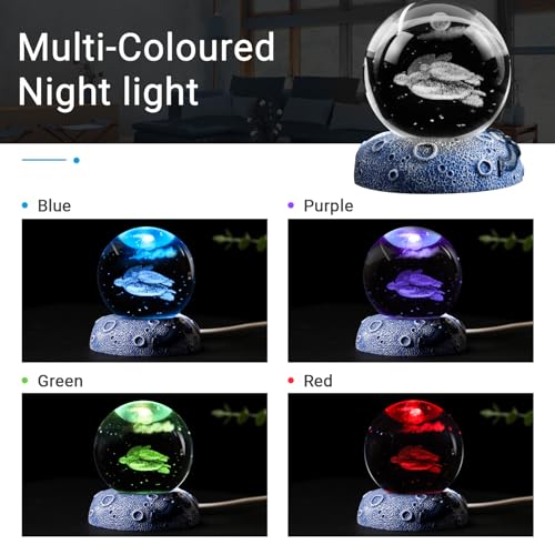 Turtle 3D Crystal Ball Figurine, 2.4inch Oceans Glass Ball Gifts for Women, Sculpture Display Paperweight Keepsakes for Marine Organism Lover Home Decor - color: Turtle