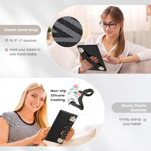 MoKo Security Hand-Strap for 9-11 Inch Tablet - iPad/- Pro/iPad Air/Kindle Fire HD/Samsung/Lenovo, High-Elasticity Versatile Hand Strap Lightweight Finger Grip Holder, Flowers - color: Flowers, style: Patterned Strap