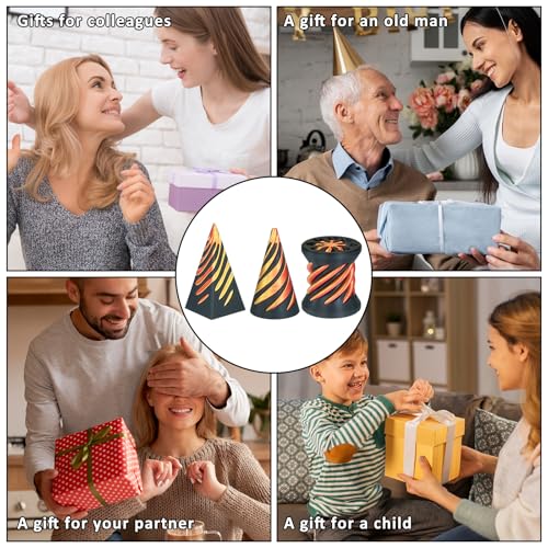 3PCS Impossible Cone,3D Printed Spiral Cone Fidget Toys,Impossible Pyramid Passthrough Sculpture,Stress Relieving Toys for Adults and Kids,Stocking Filler White Elephant Gifts(Black Gold) - color: Black Gold