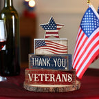 CroBlissful 4 Pcs Memorial Day Decorations Patriotic 4th of July Tabletop Decorations Red White Blue Table Centerpieces Star Sign for Office Tiered Tray Home Shelf 250th Anniversary - style: Star