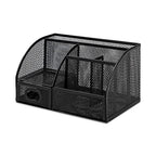 Amazon Basics Pen Holder and Desk Organizer, Office Supplies Storage Caddy, 9.1" x 5.9" x 5.5", Black - style: Pen Holder Organizer