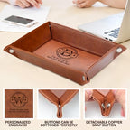 Personalized Engraved Leather Tray for Him – PU Valet Leather Catchall Organizer for Men, Father's Day Custom Gift, Organizer for Dresser, Desk, Nightstand – Custom Men Travel Valet Tray - style: Fathers Day