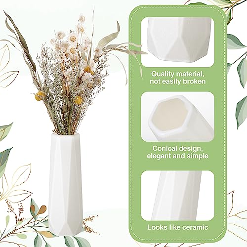 Didaey 10 Pack Composite Plastic Flower Vases Bulk White Small Boho Floral Vases for Dried Flower Bouquet Pampas Grass Centerpieces Fall Wedding Party Living Room Decor(Classic) - style: Classic
