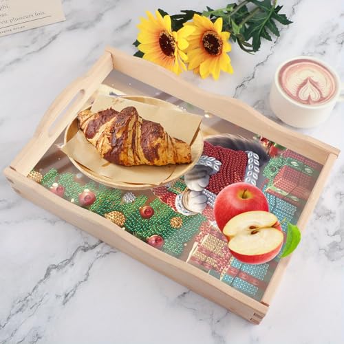 Tontut DIY Diamond Art Tray Wooden Pallet Kits, Christmas Gift Kitten 5D Cartoon Handle Craft Painting kit, Suitable for Home, Party, bar, Christmas, can be Given as a Gift to Relatives, Friends - color: Christmas Cat