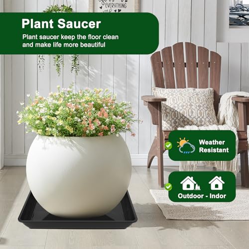 3 Pack 14 Inch Square Plant Saucer, Heavy Duty Plastic Plant Drip Trays for Pots, Durable Flower Pot Saucers for Indoor Outdoor Plants, No Holes Water Catcher Tray for Garden & Home Use, Black - size: 3pcs-14 Inch
