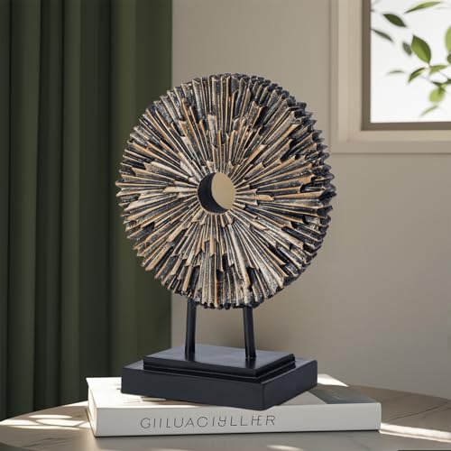 EZ4ENCE Minimalist Round Statue Above Cabinet Decor Kitchen, Modern Decorative Sculpture Home Decorations for Living Room Coffee Table, Office Decor Items, Center Table Decoration (Black) - color: Copper&black