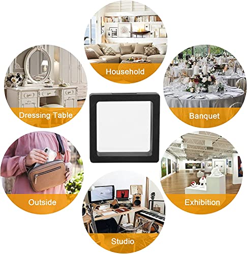 Linkstyle 10PCS 3D Floating Frame Display Stand, Challenge Coins Display Holder Case, Jewelry Specimen Medallions Storage Box Suspension Frame - size: 3.5×3.5in, 2.7×2.7in