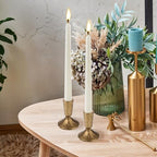Set of 2 Handcrafted Antique Brass Iron Taper Candle Holders - Elegant Candlesticks for Weddings, Dining, and Parties, Timeless Décor Accent