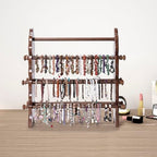Two-Sided Wooden Jewelry Bracelet Holder Display Stand with 6 Removable Holders - 3 Tier Bar Bangle Organizer Perfect for Organizing and Showcasing Bracelets, Watches, and Accessories - style: 6 Tier-Brown