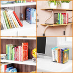 SUOXING 4 PCS Clear Acrylic Bookends for Shelves Decorative,Invisible Book Stopper with Non-Slip Mats for Heavy Books,Small Acrylic Book Ends for Home Office School Supplies and Kids Bookshelf