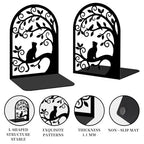 2 Pcs Metal Bookends, Unique Cat Book Ends for Shelves Sturdy Book Organizers and Decorative Books Accessories for Home Office and Library - style: Cat Tree