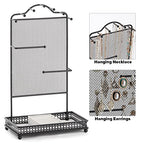 Meangood Black Jewelry Organizer Stand, Earring Holder Rack for Hanging Earrings Necklace Bracelets Watches Jewelry Display Large Rings Storage as Women Gift - color: Earring Black
