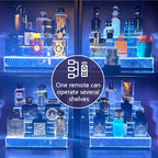 YMVV 15.7 IN Clear Acrylic Display Riser Shelf with LED light,3 Tier Display Step Shelves Holder, Perfume Cologne Organizer Holder,Pops Toys Figures, Clear Cupcake Riser, Dessert Shelf ,2 Pack - color: LED+15.7IN+2 Pack
