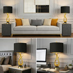 Modern Luxury Table Lamps, Gold Sculptural Bedside Lamps, Gold Leaf Finish Nightstand Lamps, 26'' Table Lamp with S Cluster Pull Chain Switch for Bedroom, Desk Lamp with USB Ports, 4 Bulbs Included