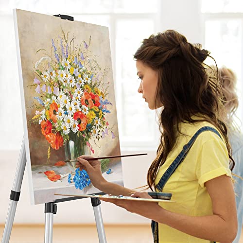 Art Painting Display Easel Stand - Portable Adjustable Aluminum Metal Tripod Artist Easel with Bag, Height from 17" to 66", Extra Sturdy for Table-Top/Floor Painting, Drawing, and Displaying, Silver - style: Silver - 1pack