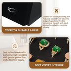Homeanda Ring Display Tray - 50 Slot L-Shaped Velvet Jewelry Display for Earrings and Rings (Black) - style: A.L-Shaped-Black