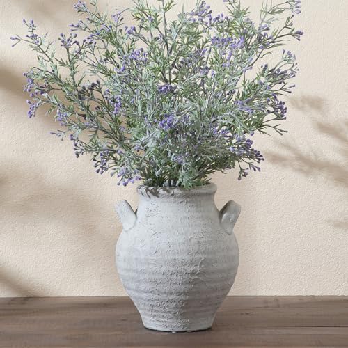 Ceramic Flower Vase, 7.36 Inch Rustic Farmhouse Vases Decorative Vintage Vase for Home Decor Table Living Room Kitchen Bedroom Shelf Mantel Wedding Centerpiece - color: Rustic-25011-1