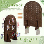 Colingmill 1 Set Keychain Display Stand Wooden Pegboard Display Stand with 25 Pcs Dowel Rods Oval Bracelet Organizer Holder for Jewelry, Craft Shows, Necklace, Selling, 15.75" x 11.81" (Dark Brown) - color: Dark Brown