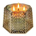 3 Wick Candle Holder, Golden Shell Design Candle Jar Holder for 4-Inch Diameter Jars (5.25" D x 3.5" H) (Golden) - color: Golden