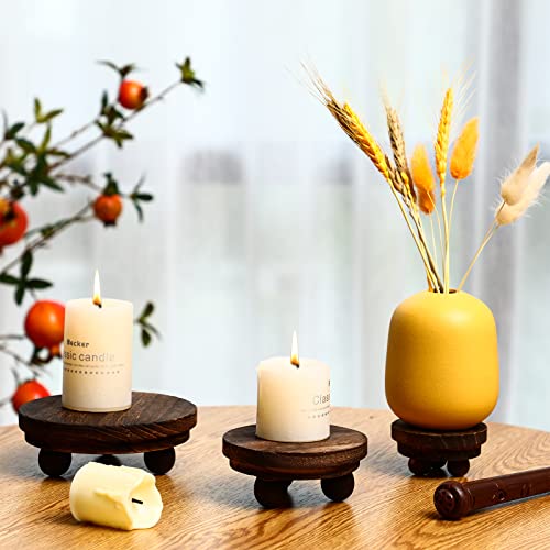 Amyhill 3 Pcs 5/4/3 Inch Wooden Risers for Display Wood Pedestal Stand Mini Tray Stand Round Wooden Pedestal Holder Rustic Buffet Cake Riser for Decor Tiered Tray Decor Home Kitchen(Brown) - color: Brown, size: 5/4/3 Inch