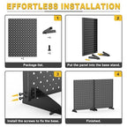 Ultrawall Pegboard Display Stand, Metal Tabletop Pegboard Display, Accessories Rack Organizer for Jewelry, Retail Stores, Craft Shows, 12"X16", 2pcs Black - size: 2Pack 12"X16"