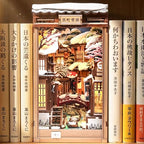 Fsolis DIY Book Nook Kit for Adults – Japan Booknook 3D Wooden Puzzles Japanese Winter Scene Miniature Model Mini Build House Craft Gift for Women Hobbies (Kyoto Snow Whisper) - style: Kyoto Snow Whisper