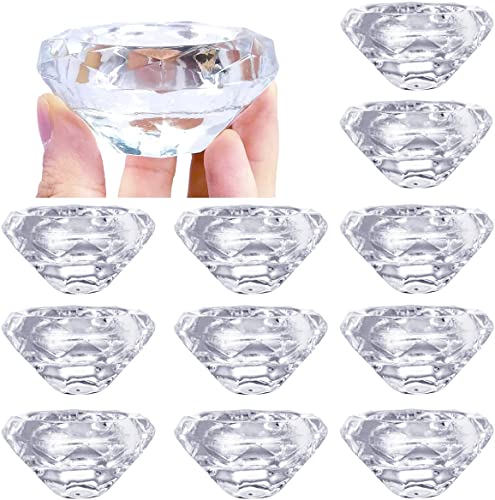 GOLDEAL 12 PCS Clear Glass Diamond Shaped Tealight Candle Holder,Votive Candle Holders Bulk Use for Wedding, Party,Dinner, Home Decor, for 1.5" Tealight (Diamond)