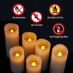 Hanzim Flameless Flickering Battery Operated Candles D2.2''*H4 5" 6" 7" 8" 9" Set of 9 Ivory Real Wax Pillar LED Candles with 10-Key Remote and Cycling 24 Hours Timer (Ivory) - color: H01# Ivory