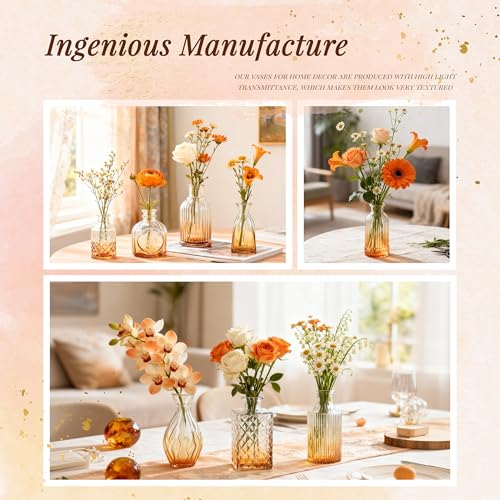 Der Rose Glass Bud Vases Set of 32 Small Amber Flower Vases for Rustic Wedding Centerpieces Table Decorations and Home Office Decor(Amber) - color: Amber